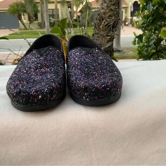 Tom’s Alpargata BlackBerry Sparkle Glitter Sz 7.5 VGUNavy Blue Cocktail Party - Picture 6 of 10